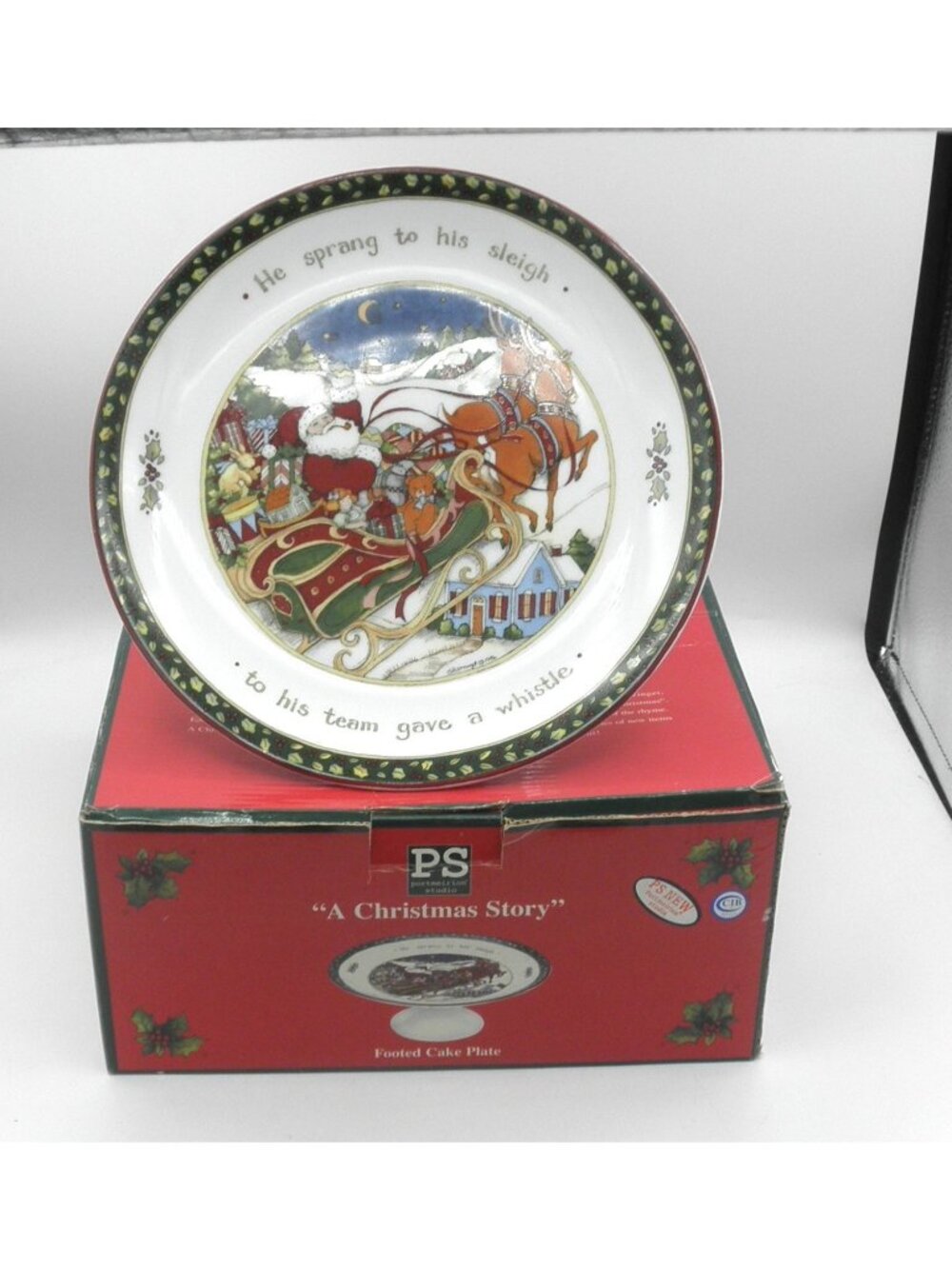 Portmeirion Studio A CHRISTMAS STORY 10 -1/4 In Pedestal Cake Stand Susan Winget